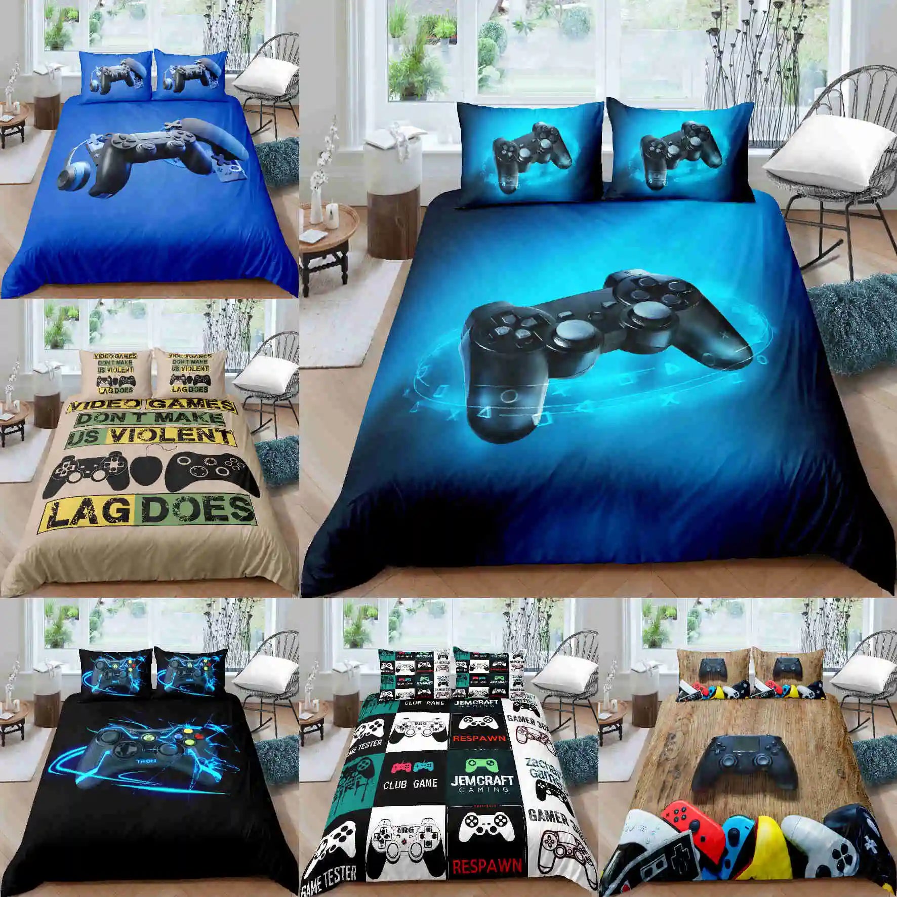 Gamer Bedding Set Soft Modern Gamepad Bedspreads Duvet Cover And Pillowcase