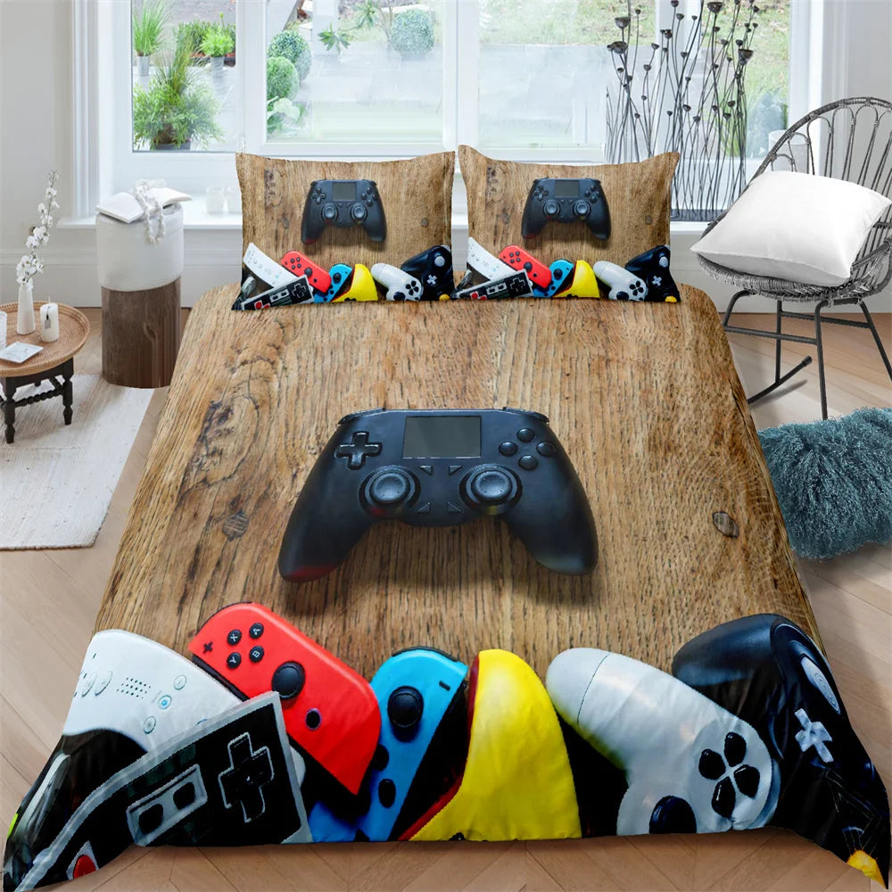 Gamer Bedding Set For Bedroom Soft Modern Gamepad Bedspreads Comefortable Kids Duvet Cover Video Game Quilt Cover And Pillowcase