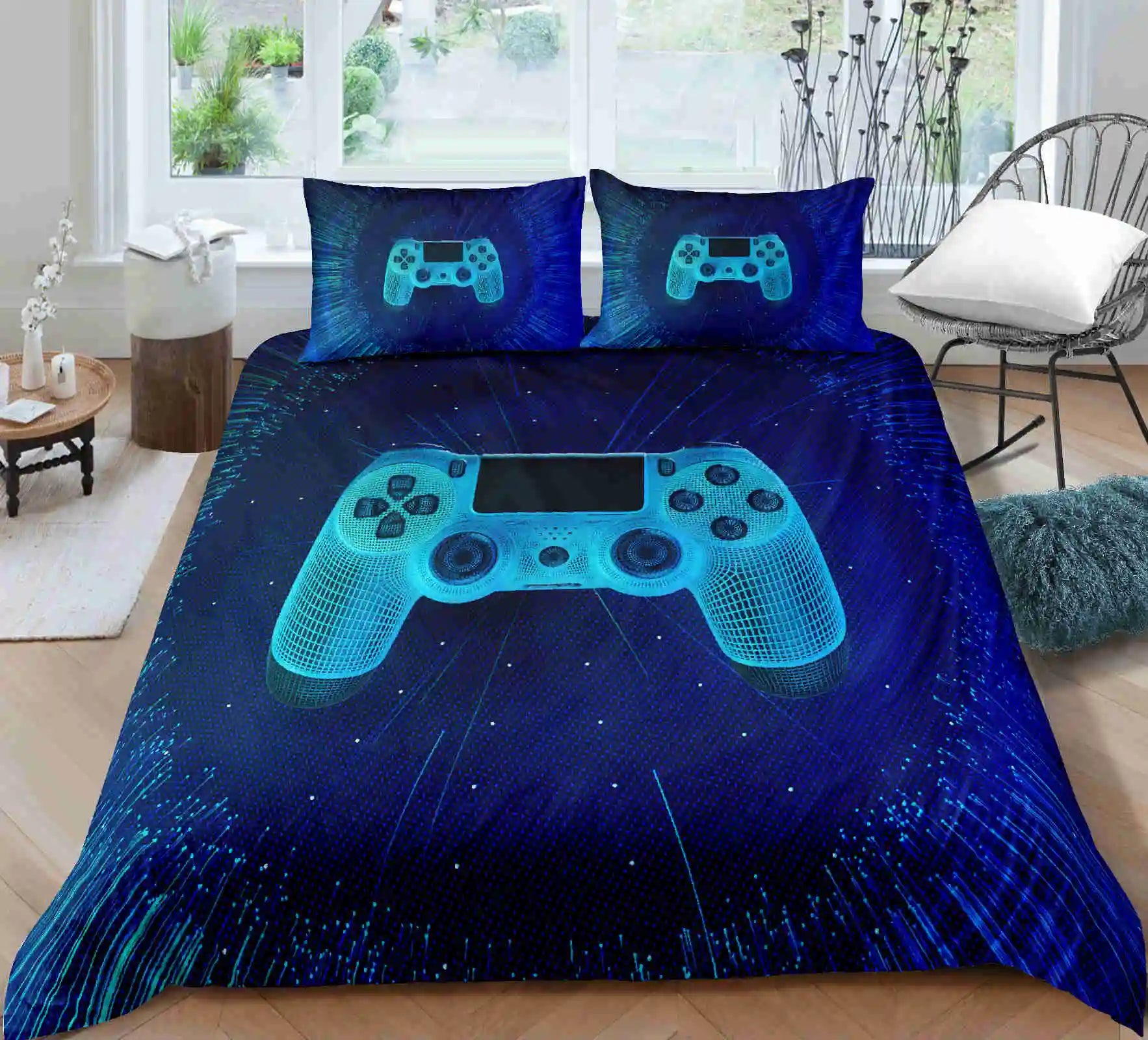 Gamer Bedding Set For Bedroom Soft Modern Gamepad Bedspreads Comefortable Kids Duvet Cover Video Game Quilt Cover And Pillowcase