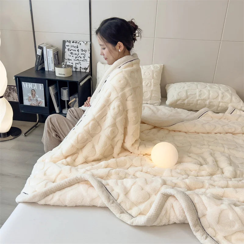 Warm Coral Velvet Throw Blanket