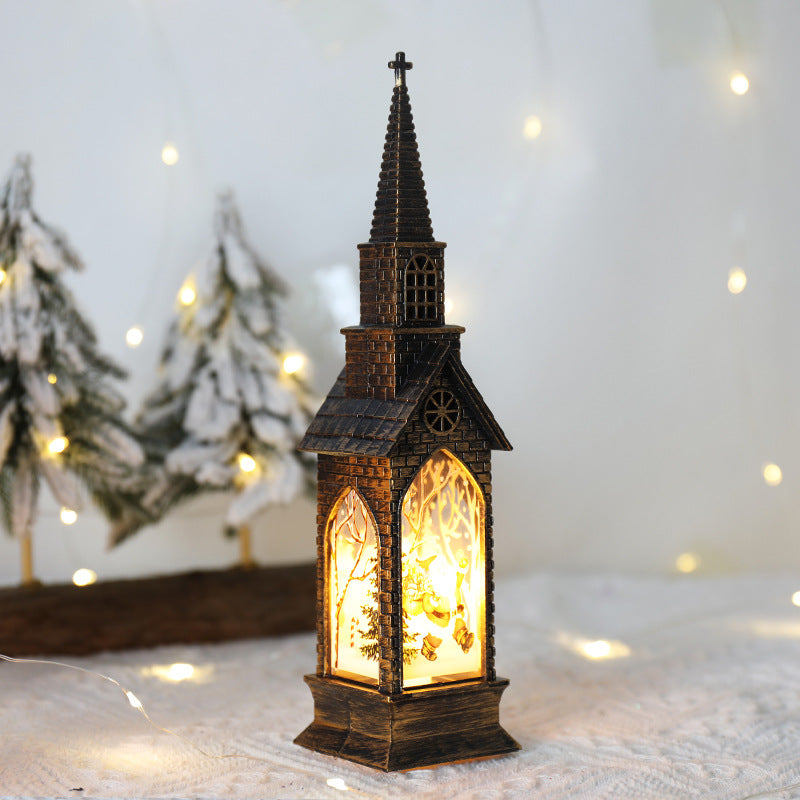 Christmas Decoration LED Electronics Wind Lantern Small Church Ornament