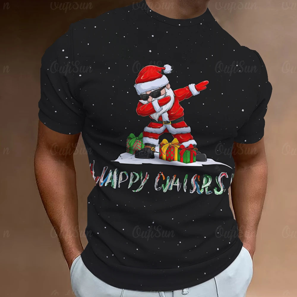 Christmas T-Shirts For Men 3d Santa Claus Printed Short Sleeved T Shirts
