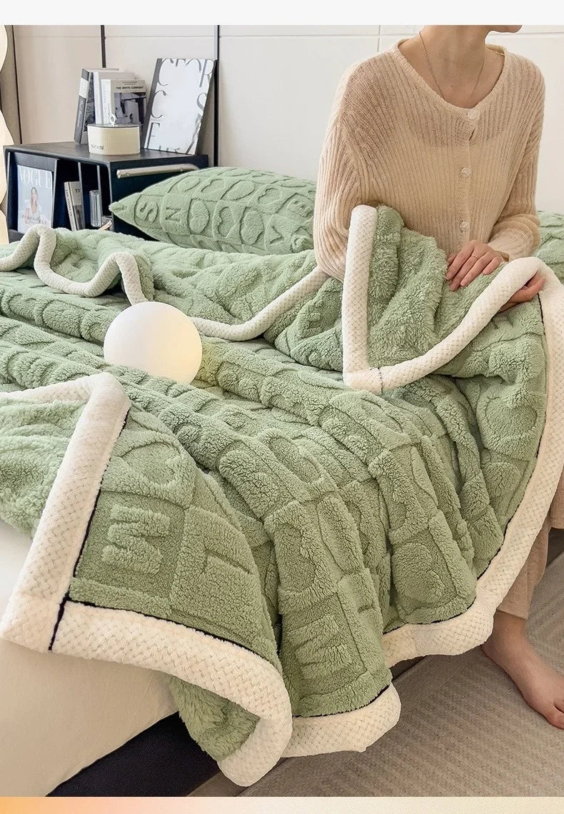 Warm Coral Velvet Throw Blanket