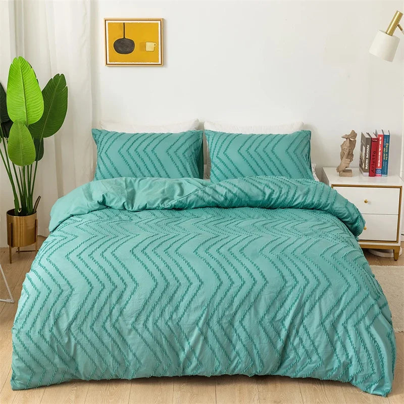 High-quality Ripple Cut Flowers Queen Duvet Cover Set
