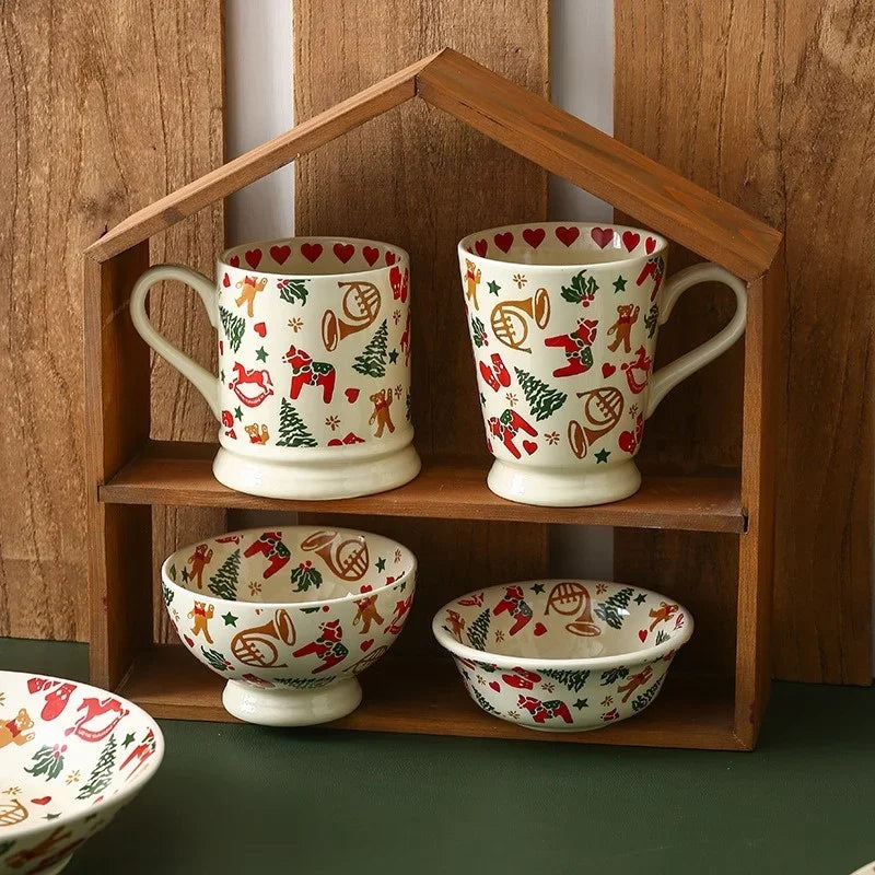 Christmas Ceramic Tableware Retro Bowls