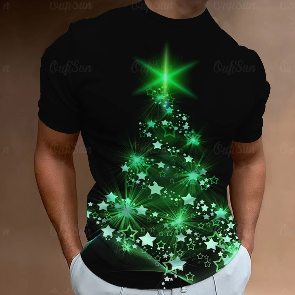 Christmas T-Shirts For Men 3d Santa Claus Printed Short Sleeved T Shirts