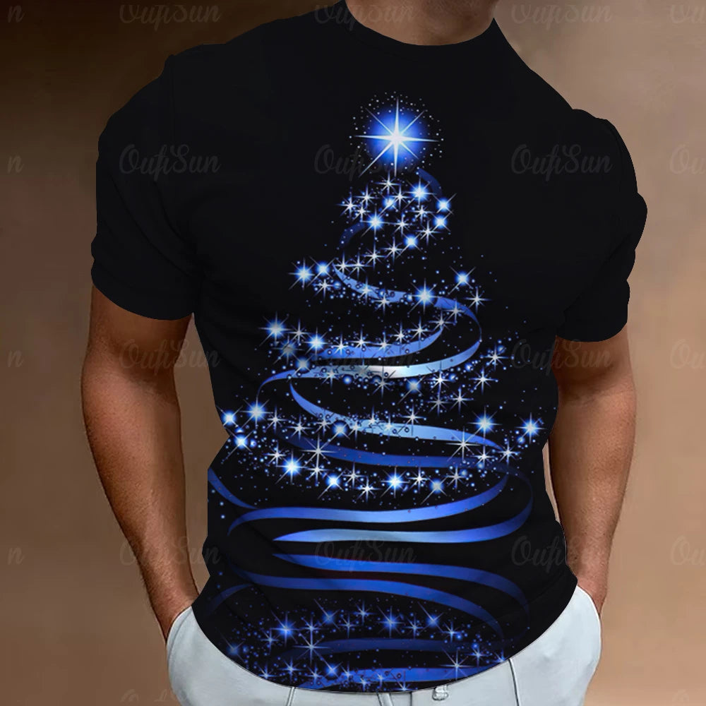 Christmas T-Shirts For Men 3d Santa Claus Printed Short Sleeved T Shirts
