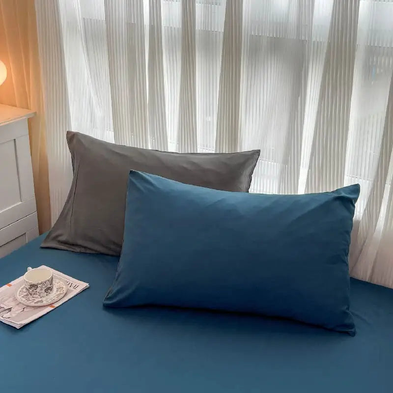 2-side Solid Color Brush Fabric Bed Set- 4 Pieces