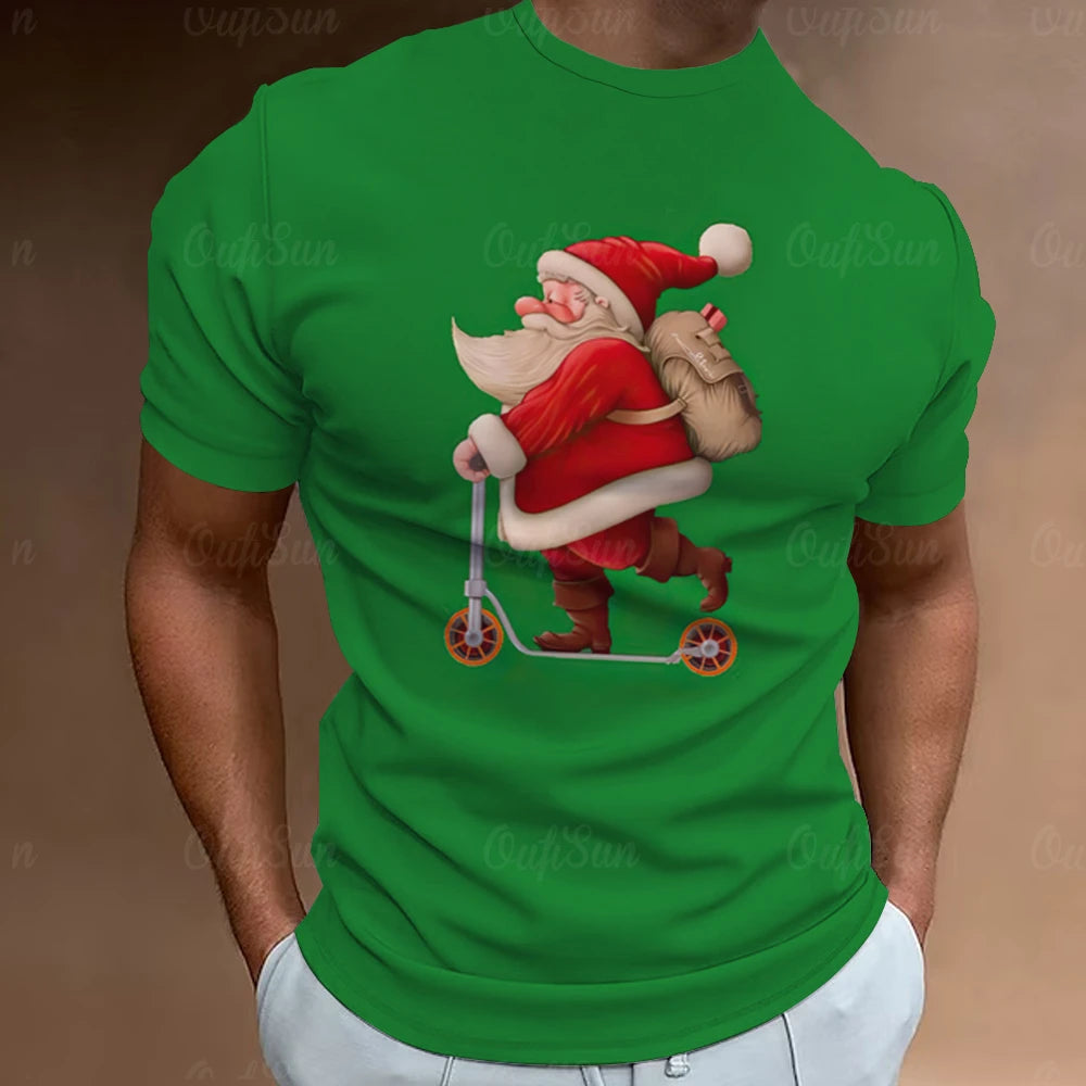 Christmas T-Shirts For Men 3d Santa Claus Printed Short Sleeved T Shirts