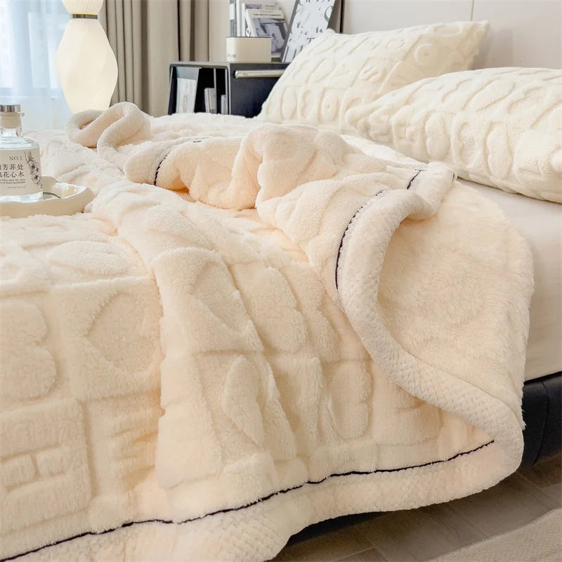 Warm Coral Velvet Throw Blanket