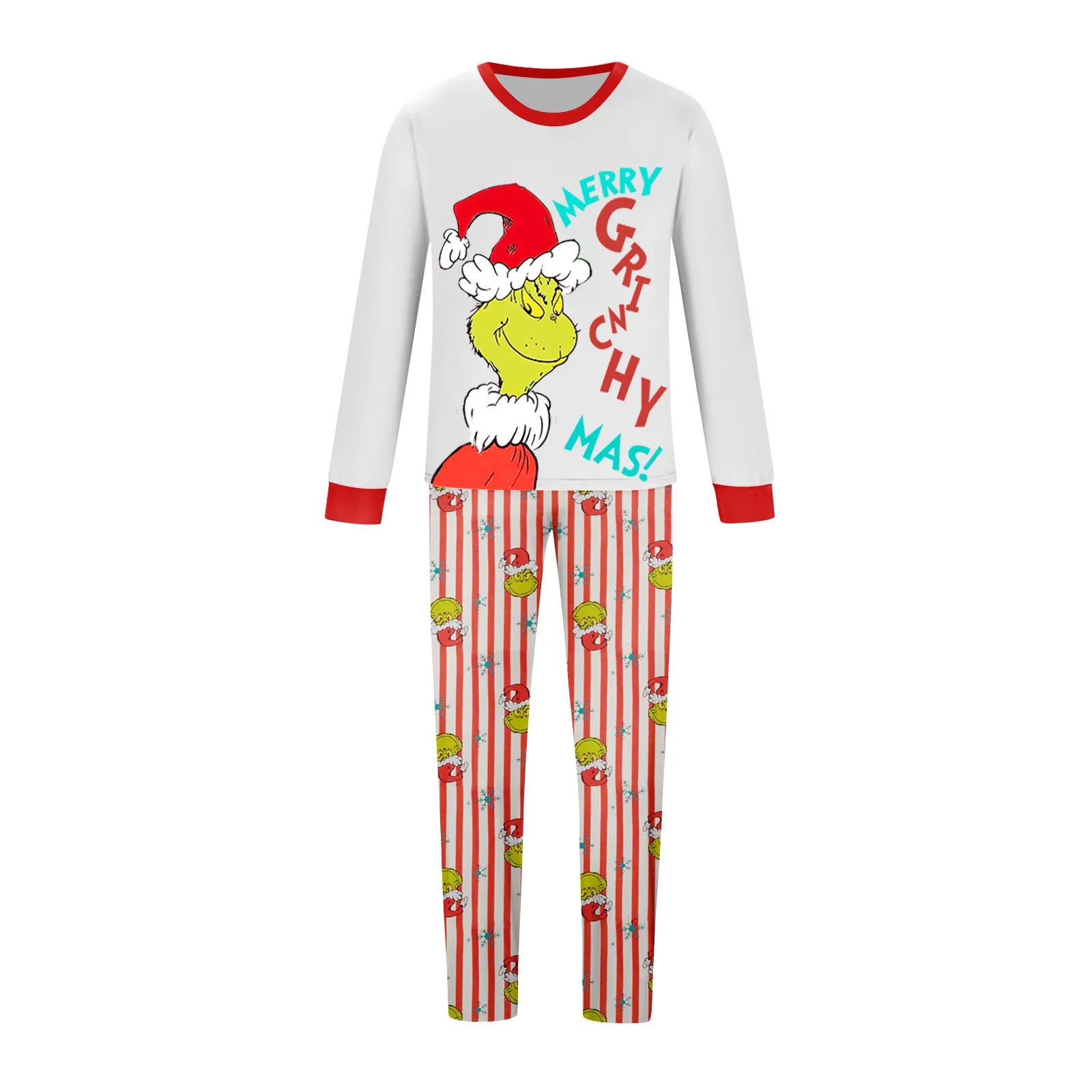 ﻿ Family Christmas Cartoon Print Pajamas Set, Cozy Holiday Pjs For Photo Shoots & Christmas Morning, Festive Family Sleepwear