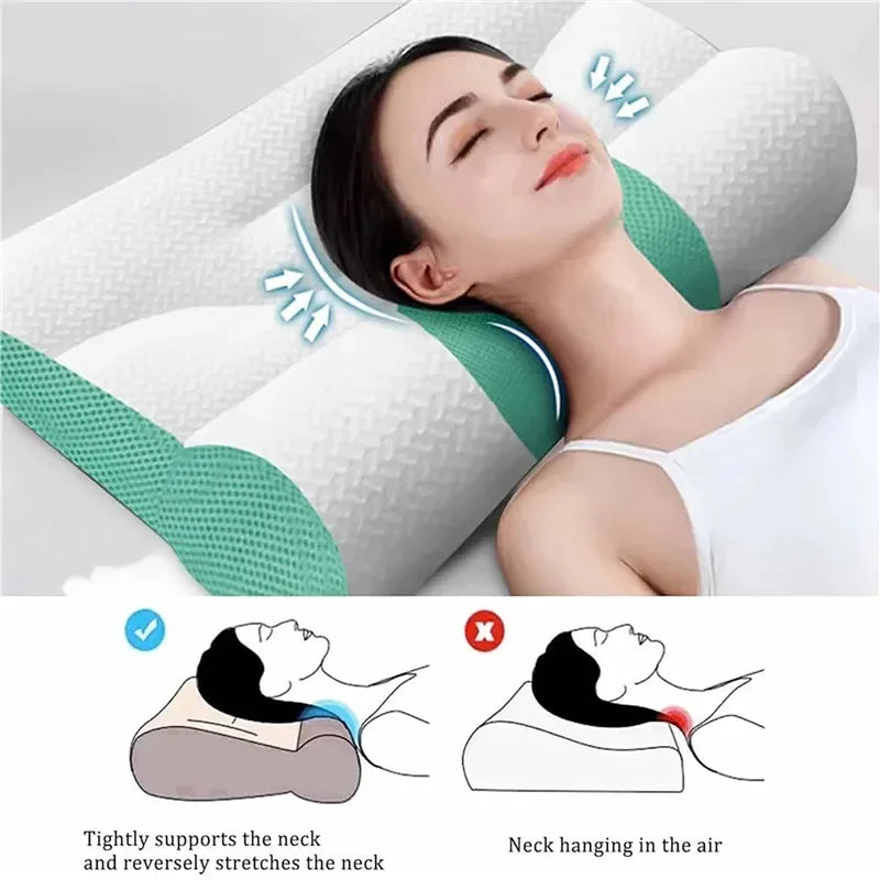 Ergonomic Neck Support Pillow –  Memory Foam, All Sleep Positions