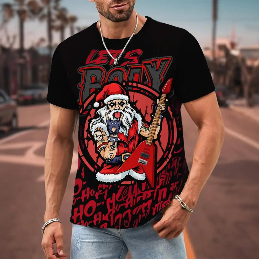 Christmas T-Shirts For Men 3d  Santa Claus Printed