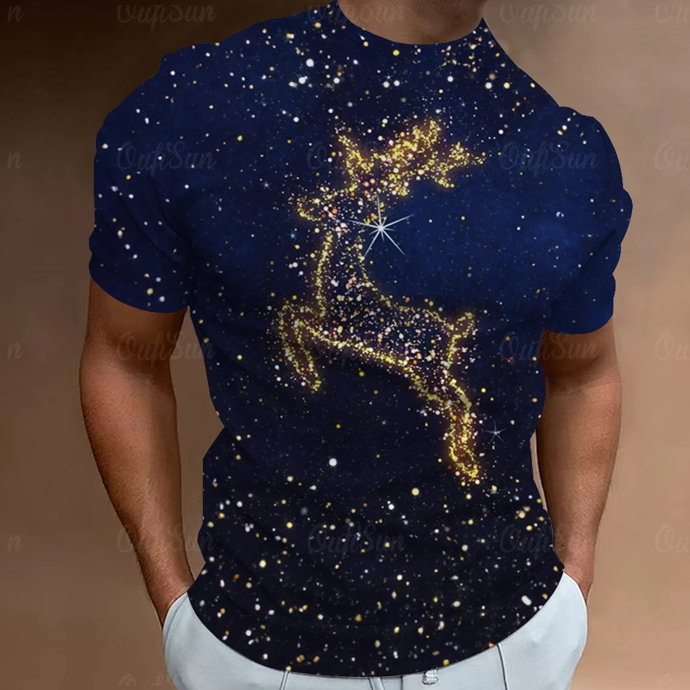 Christmas T-Shirts For Men 3d Santa Claus Printed Short Sleeved T Shirts