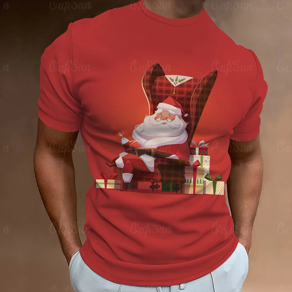Christmas T-Shirts For Men 3d Santa Claus Printed Short Sleeved T Shirts