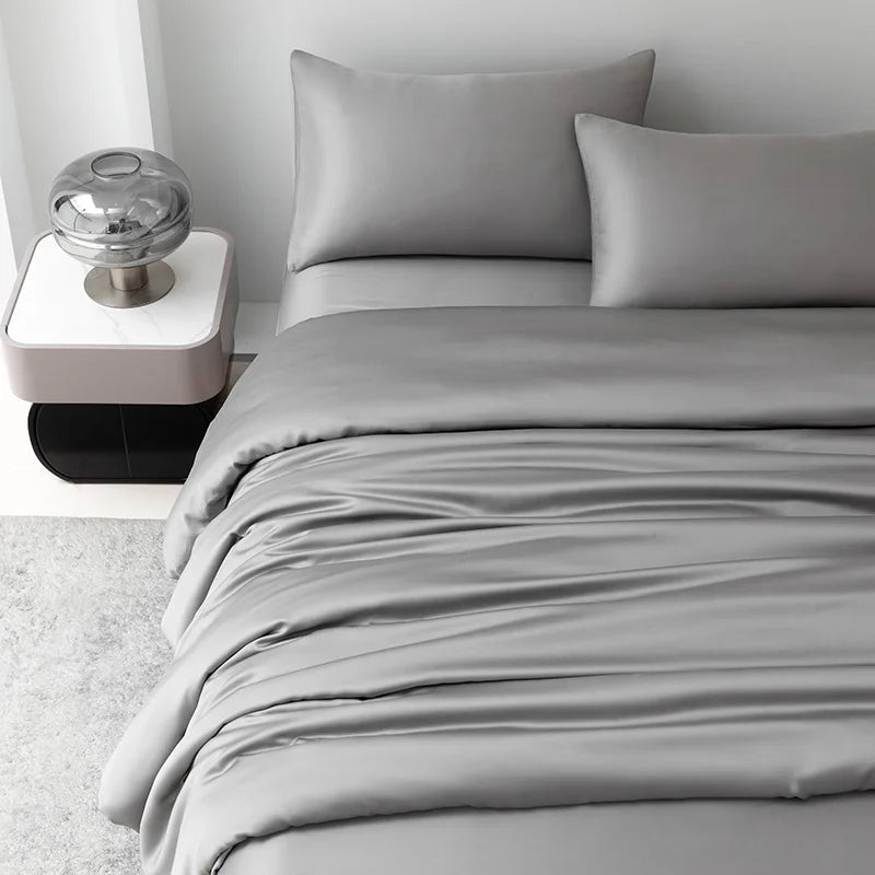 High End 100% Bamboo Bed Sheet Set Luxury Smooth Fitted Bed Sheet Flat Top Sheets Pillowcase Silky Cooling Bedding Set 4/6Pcs