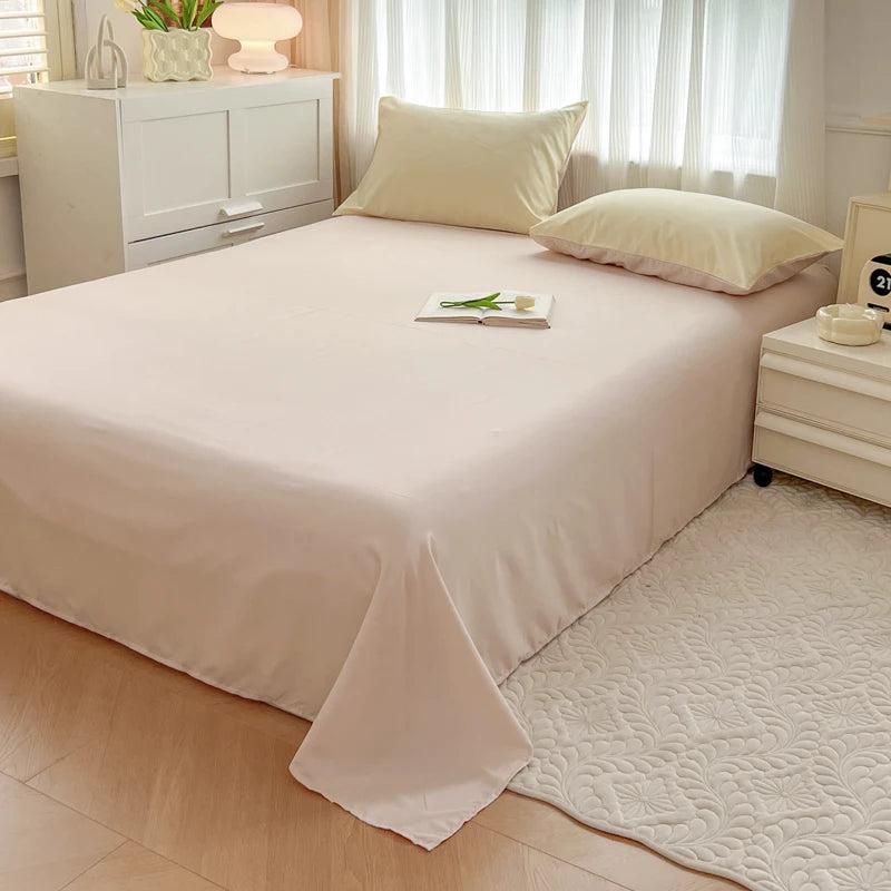 2-side Solid Color Brush Fabric Bed Set- 4 Pieces