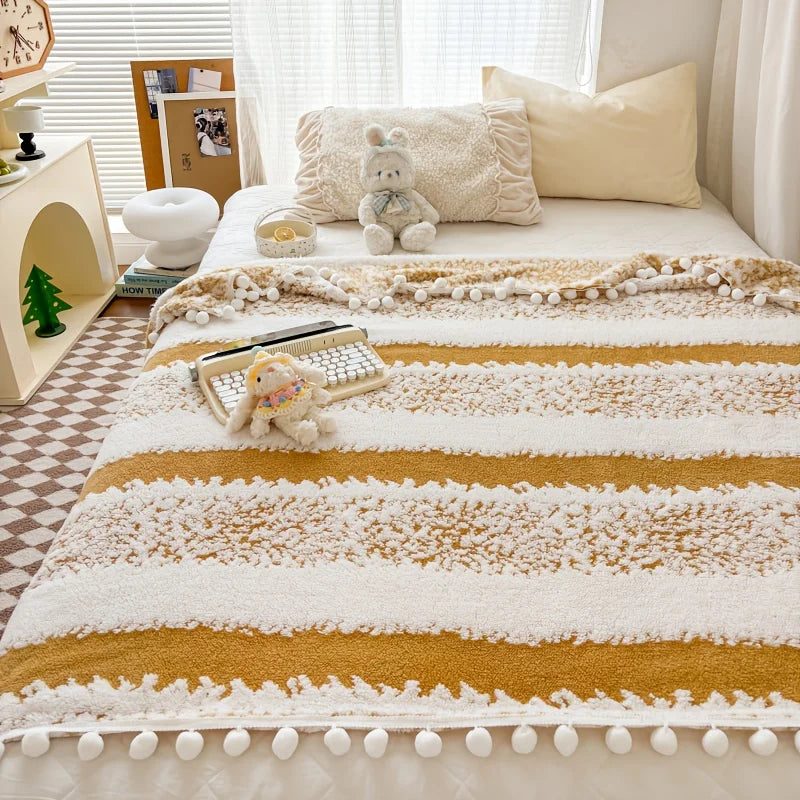 Dual tone tussle throw blanket