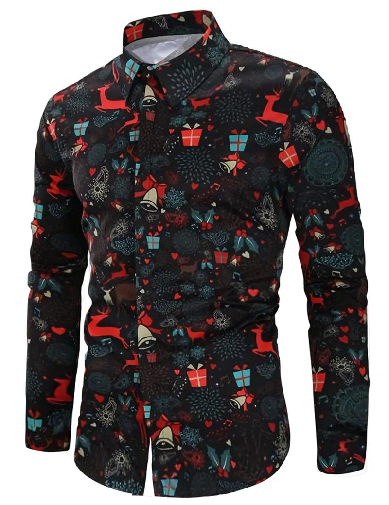 Christmas Theme 3D Printed Men's Button Shirts Fashion