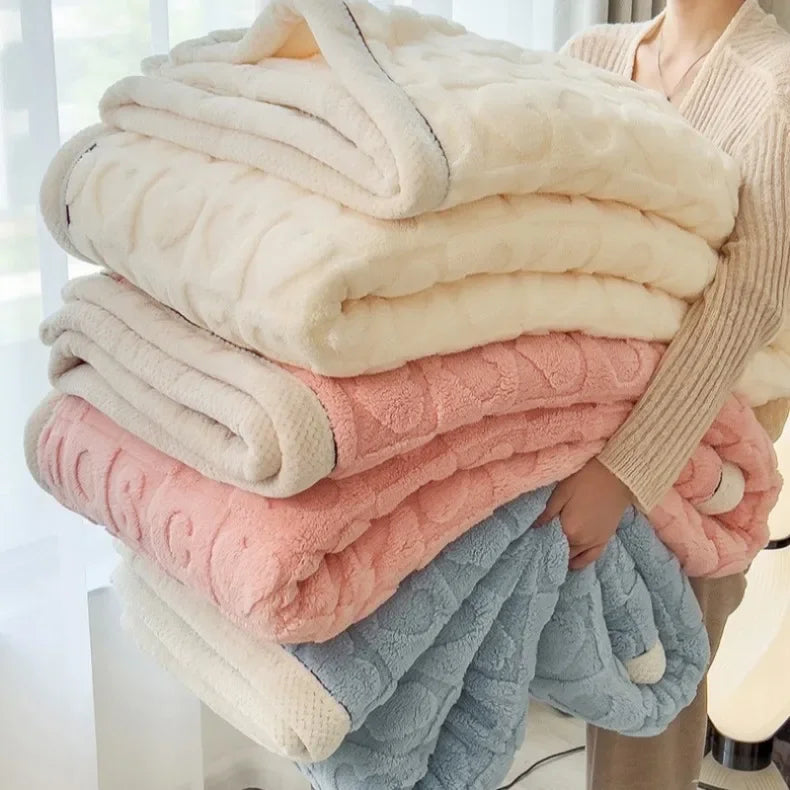 Warm Coral Velvet Throw Blanket