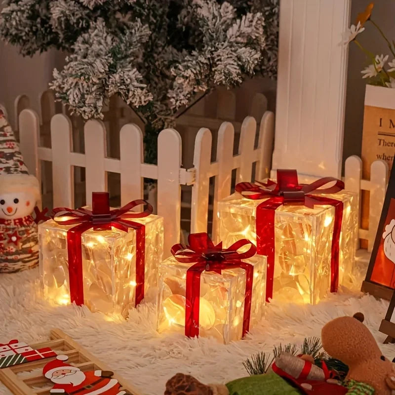 Three Sets Of Christmas Luminous And Exquisite Decorative Lights, Detachable Gift Box And Lighting Fixture