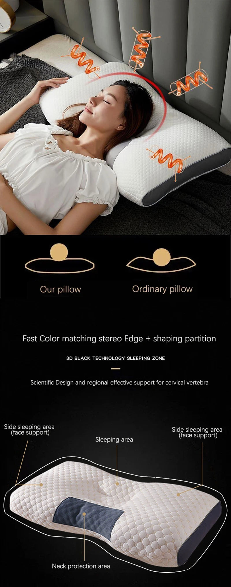 Supportive Pillow – Soft Orthopedic Design with Soybean Fiber Filling