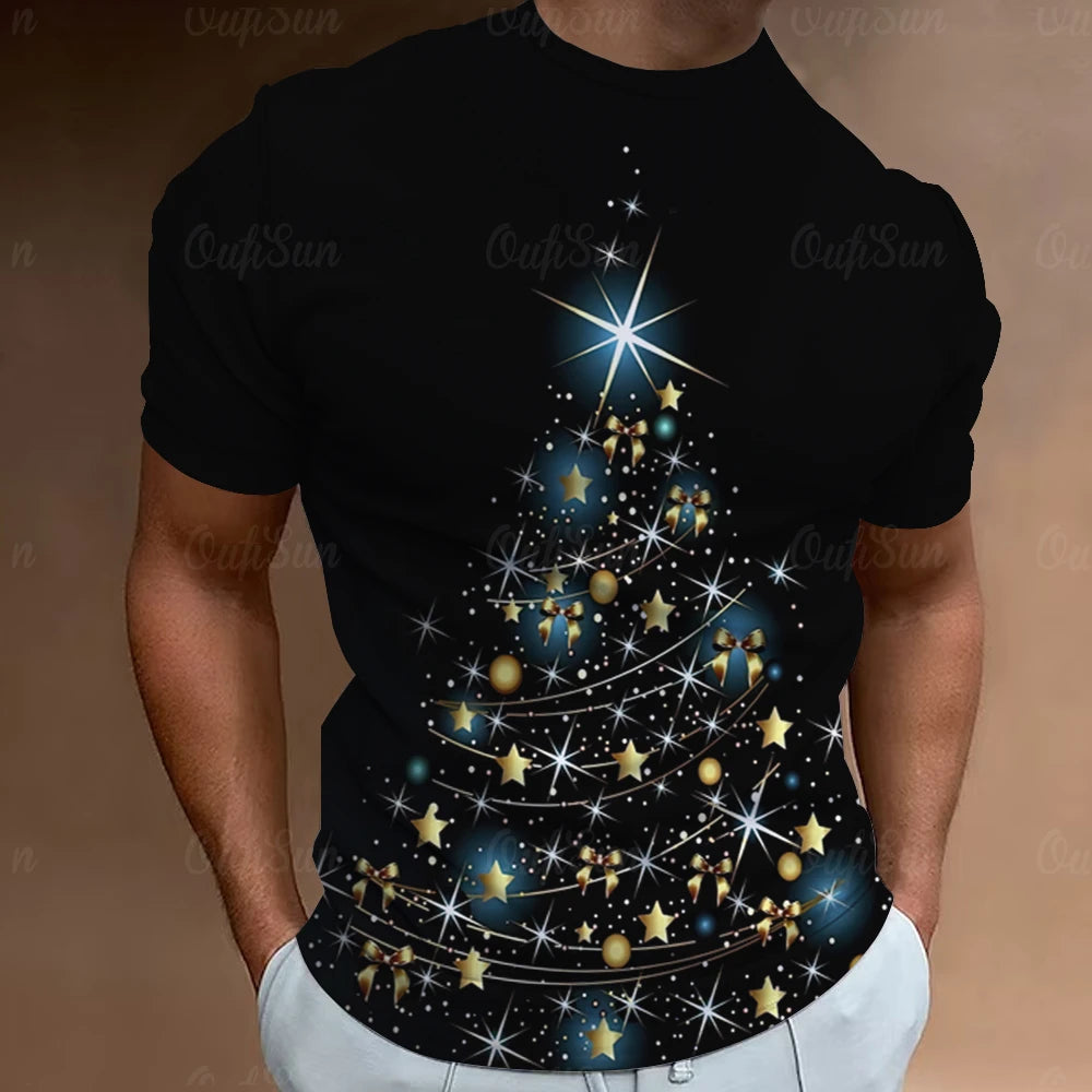 Christmas T-Shirts For Men 3d Santa Claus Printed Short Sleeved T Shirts
