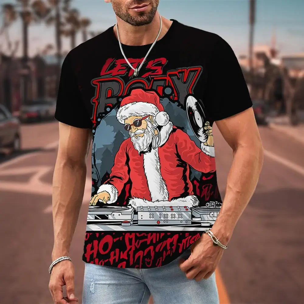 Christmas T-Shirts For Men 3d  Santa Claus Printed