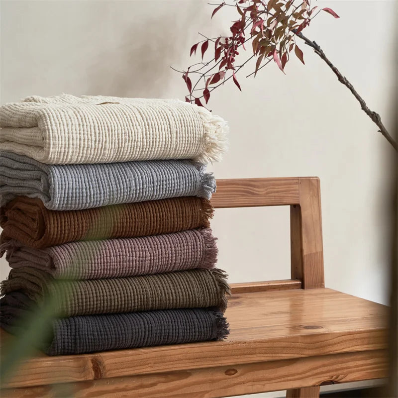 Soft, Anti-Pilling, Yarn-Dyed Knit Blanket for Sofa, Bed & More