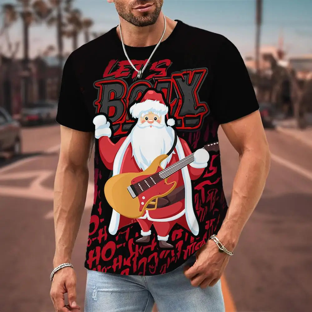 Christmas T-Shirts For Men 3d  Santa Claus Printed