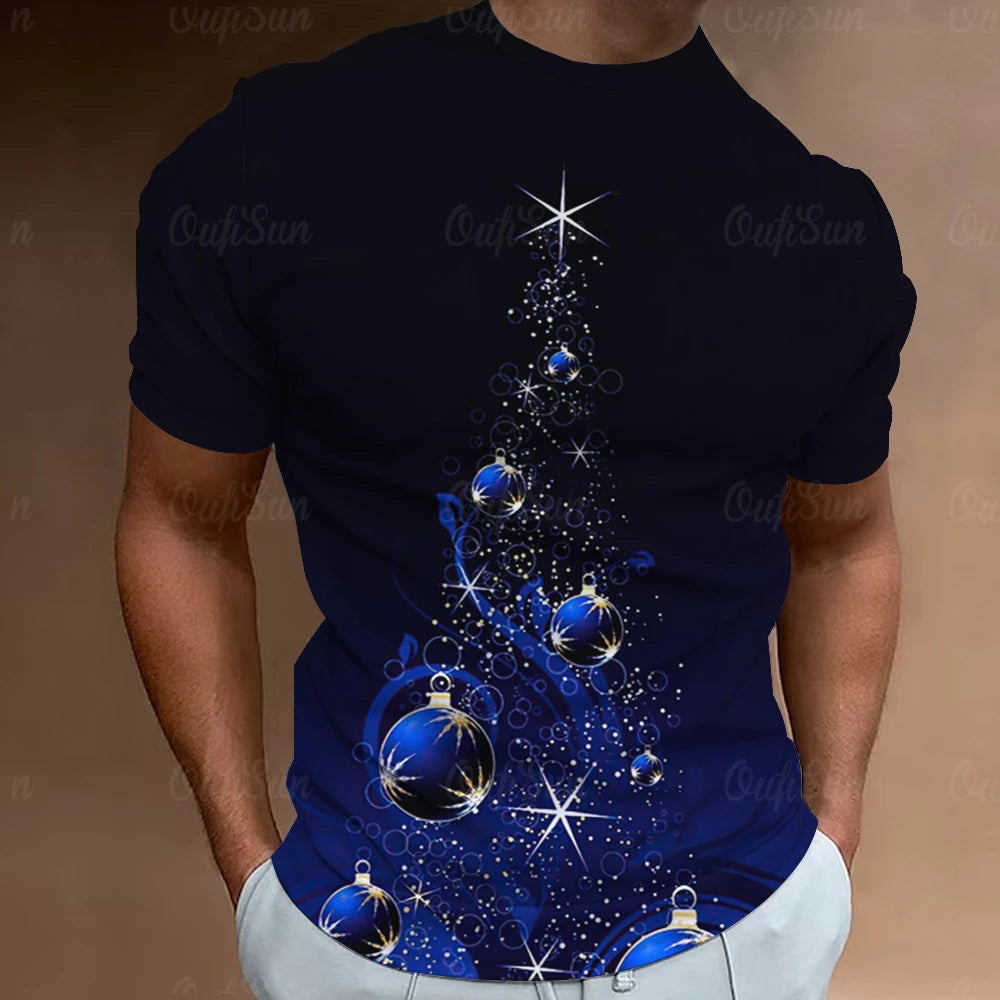 Christmas T-Shirts For Men 3d Santa Claus Printed Short Sleeved T Shirts