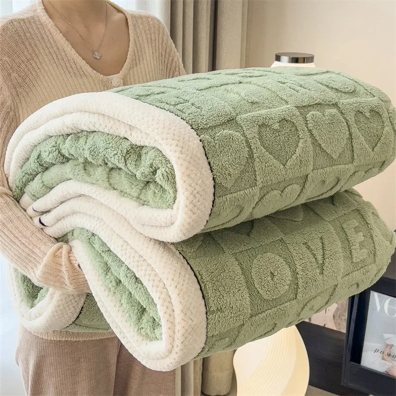 Warm Coral Velvet Throw Blanket