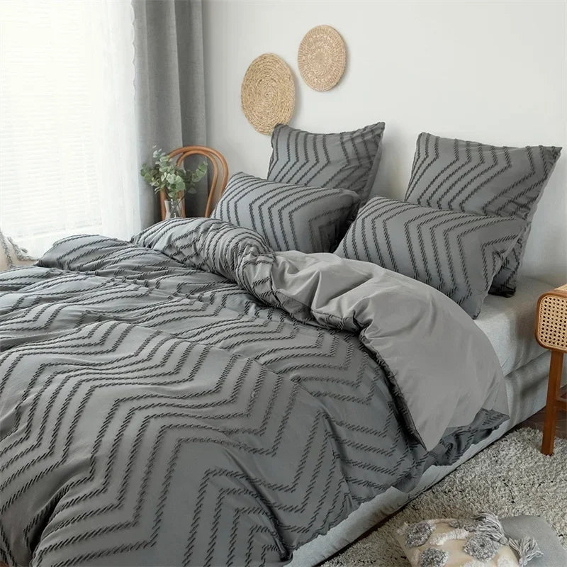 High-quality Ripple Cut Flowers Queen Duvet Cover Set