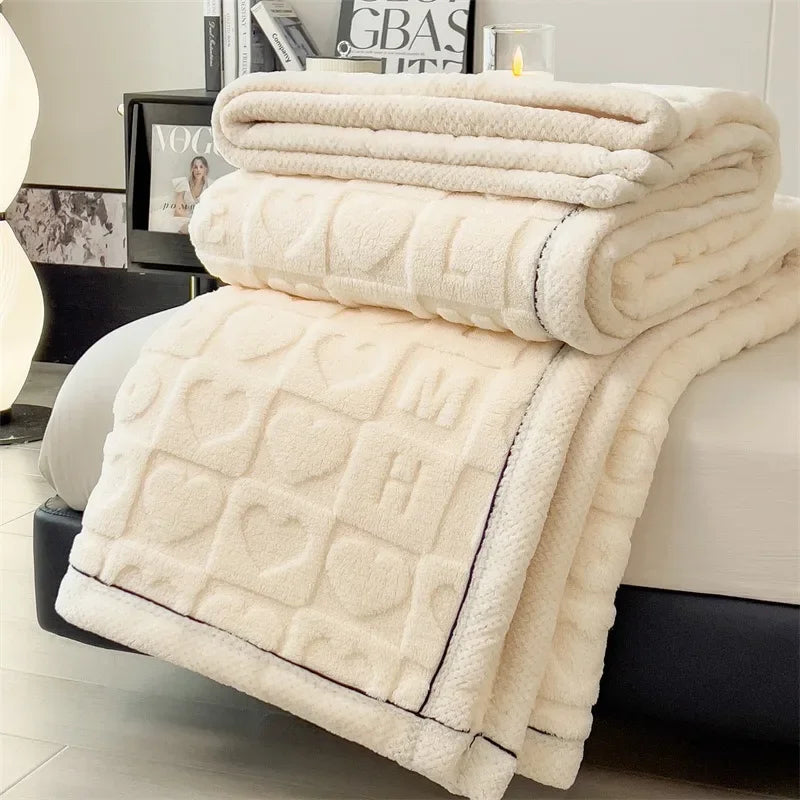 Warm Coral Velvet Throw Blanket