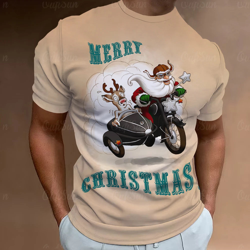 Christmas T-Shirts For Men 3d Santa Claus Printed Short Sleeved T Shirts