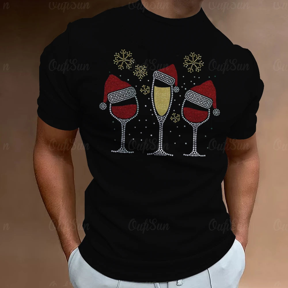 Christmas T-Shirts For Men 3d Santa Claus Printed Short Sleeved T Shirts