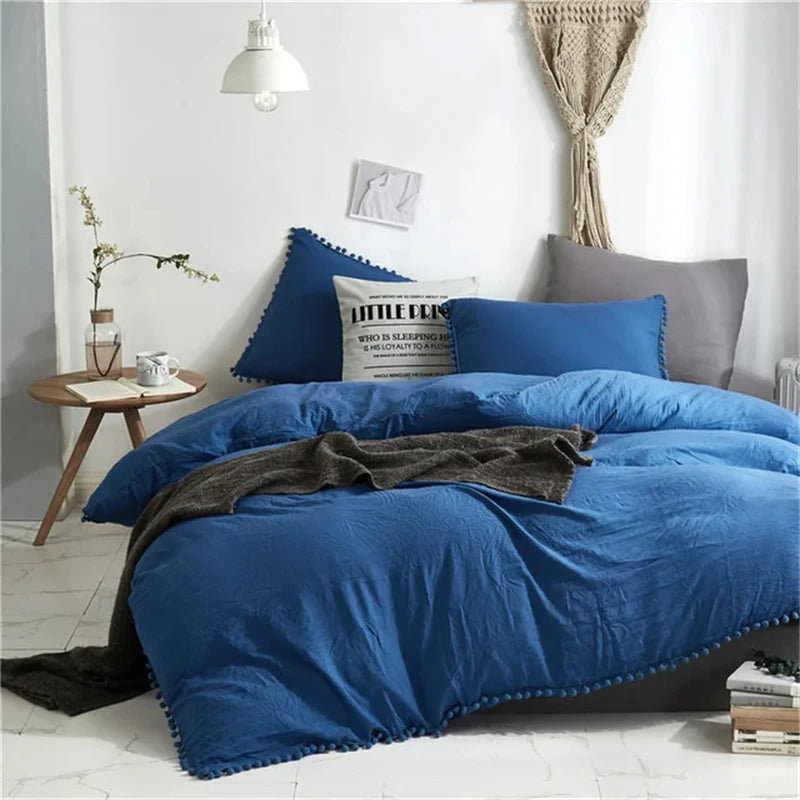 Furball Tassel Duvet Cover Set – King/Queen, Faux Fur, No Sheet