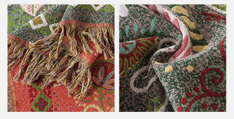 Lightweight Cotton Gauze Tassel Throw (Reversible, 4-Layer)
