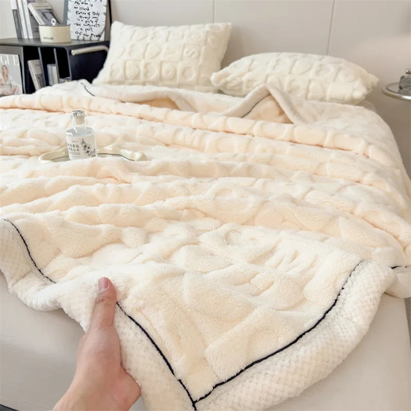 Warm Coral Velvet Throw Blanket
