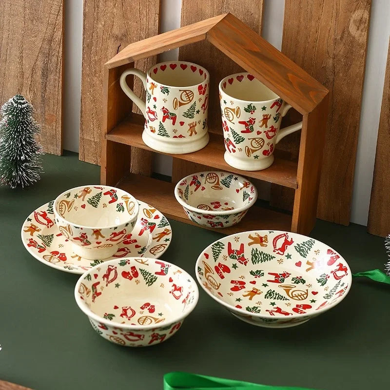 Christmas Ceramic Tableware Retro Bowls