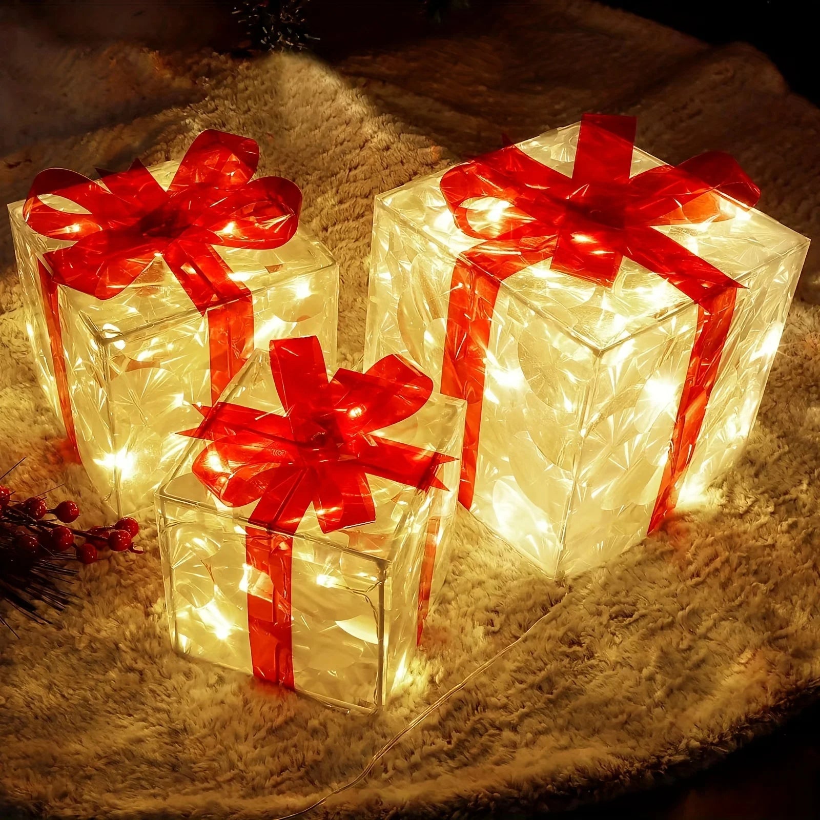Three Sets Of Christmas Luminous And Exquisite Decorative Lights, Detachable Gift Box And Lighting Fixture