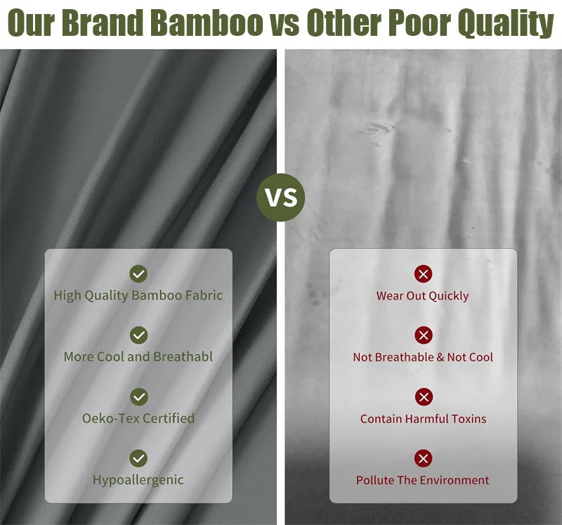 High End 100% Bamboo Bed Sheet Set Luxury Smooth Fitted Bed Sheet Flat Top Sheets Pillowcase Silky Cooling Bedding Set 4/6Pcs