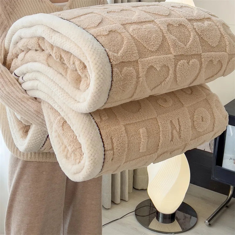 Warm Coral Velvet Throw Blanket