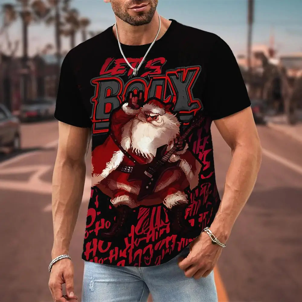 Christmas T-Shirts For Men 3d  Santa Claus Printed