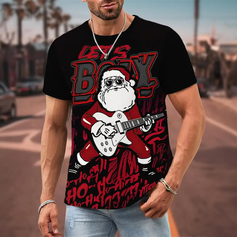 Christmas T-Shirts For Men 3d  Santa Claus Printed