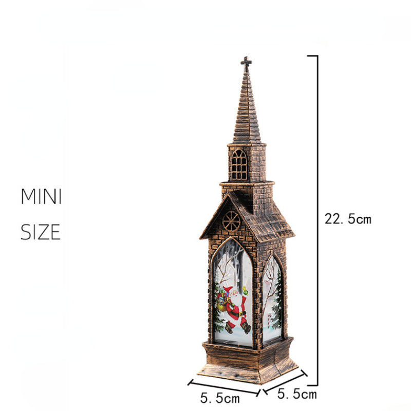 Christmas Decoration LED Electronics Wind Lantern Small Church Ornament