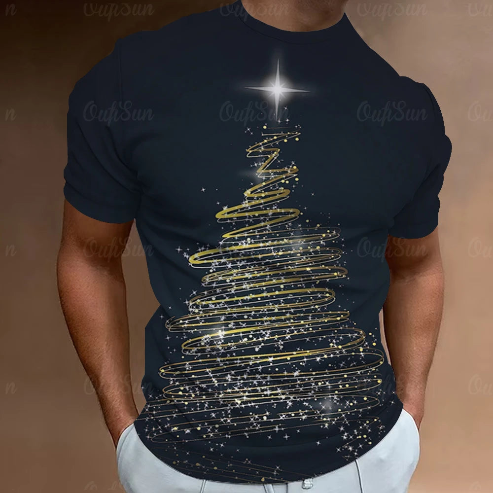 Christmas T-Shirts For Men 3d Santa Claus Printed Short Sleeved T Shirts