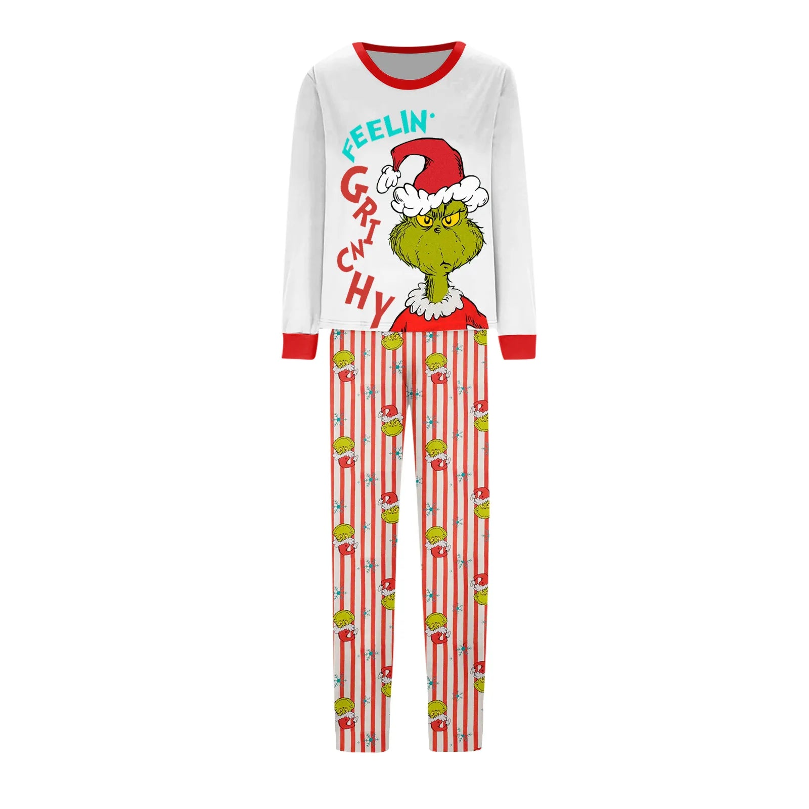 ﻿ Family Christmas Cartoon Print Pajamas Set, Cozy Holiday Pjs For Photo Shoots & Christmas Morning, Festive Family Sleepwear
