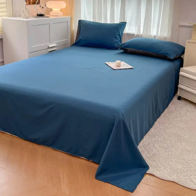 2-side Solid Color Brush Fabric Bed Set- 4 Pieces