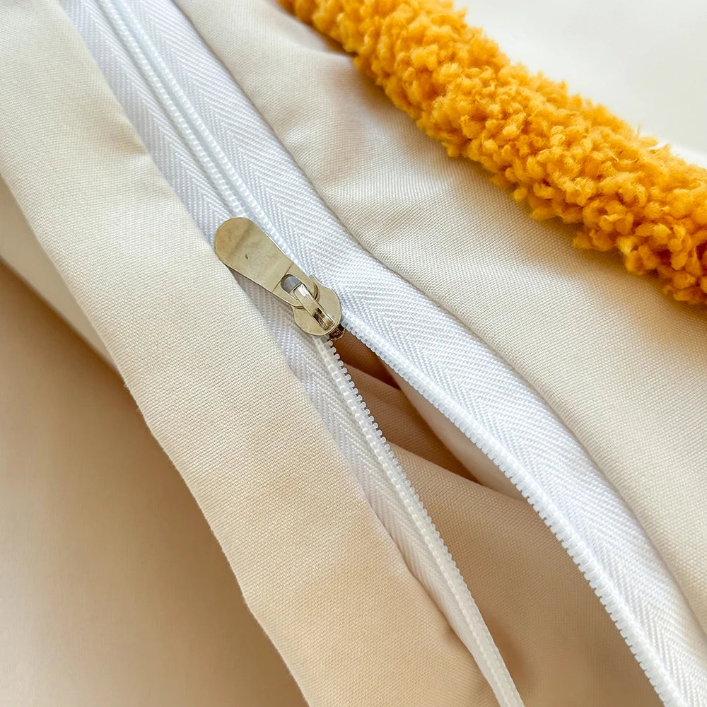 3-piece yellow tufted bowknot bedding cover set
